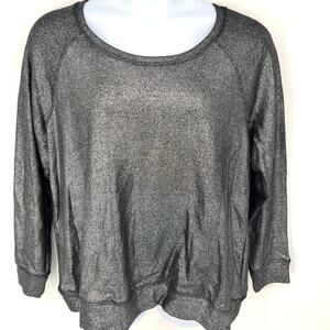 Torrid Womens Plus Size 2 Metallic Black/Gray Liquid Silver Sweatshirt NWT